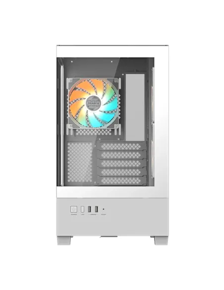 GIGABYTE C201 PANORAMIC ICE Caja para PC – Torre media, m-ATX, compatible con radiador de 360 mm, 3 ventiladores preinstalados,