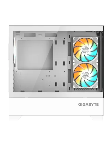 GIGABYTE C201 PANORAMIC ICE Caja para PC – Torre media, m-ATX, compatible con radiador de 360 mm, 3 ventiladores preinstalados,