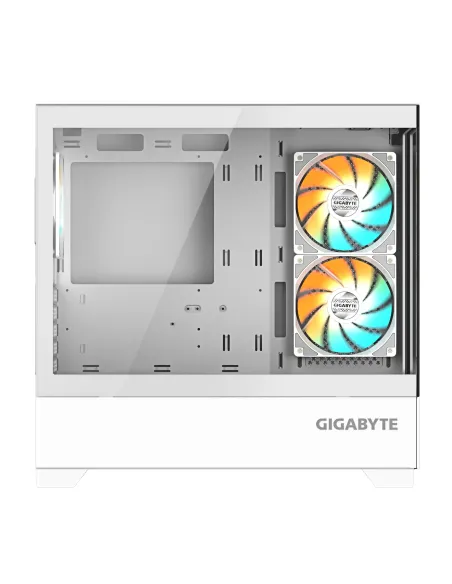 GIGABYTE C201 PANORAMIC ICE Caja para PC – Torre media, m-ATX, compatible con radiador de 360 mm, 3 ventiladores preinstalados,
