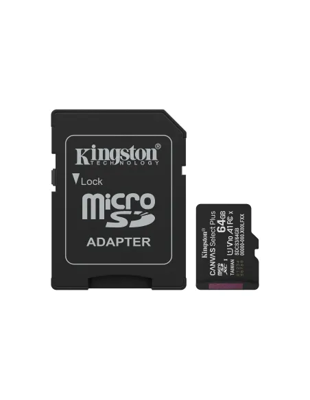 Kingston Technology 64GB microSDXC Canvas Select Plus Gen3 100MB s A1 (Incluye adaptador de SD) Kingston Technology 64GB microSDXC Canvas Select Plus Gen3 100MB s A1 (Incluye adaptador de SD)