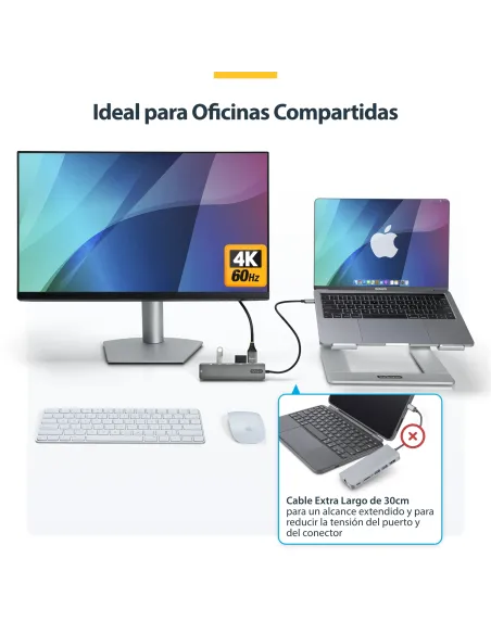 StarTech.com Adaptador Multipuertos USB C - Docking Station USB Tipo C a HDMI 2.0 4K 60Hz - Entrega de Alimentación 100W