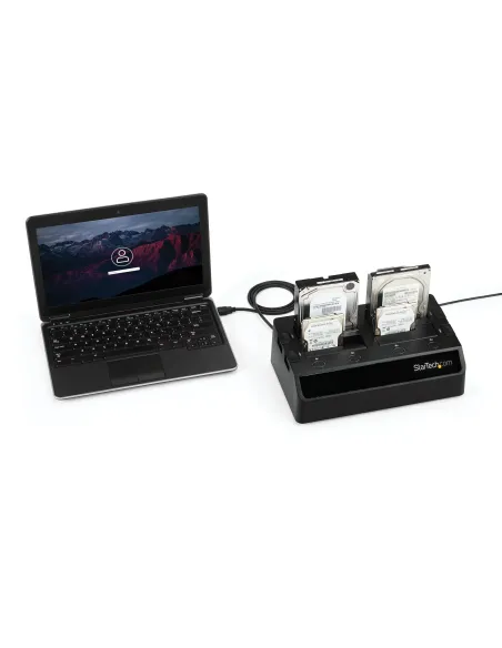 StarTech.com Base de Acoplamiento USB 3.0 de 4 Bahías SATA - Docking Station USB de Discos Duros o SSD SATA III de 2,5 3,5" -