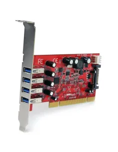 StarTech.com Tarjeta Adaptador PCI USB 3.0 (5Gbps) SuperSpeed 4 Puertos Con Alimentación SATA LP4 - Hub Concentrador Interno - 2