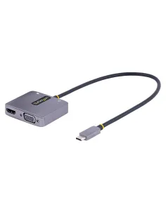 StarTech.com Adaptador de Vídeo USB C, Adaptador Multipuertos USB Tipo C a HDMI VGA con Salida de Audio de 3,5mm, HDR 4K a