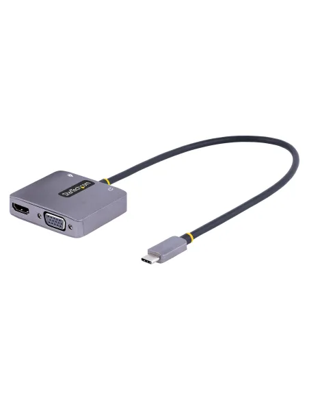 StarTech.com Adaptador de Vídeo USB C, Adaptador Multipuertos USB Tipo C a HDMI VGA con Salida de Audio de 3,5mm, HDR 4K a