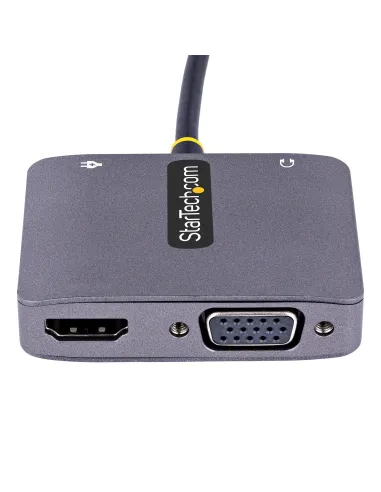 StarTech.com Adaptador de Vídeo USB C, Adaptador Multipuertos USB Tipo C a HDMI VGA con Salida de Audio de 3,5mm, HDR 4K a