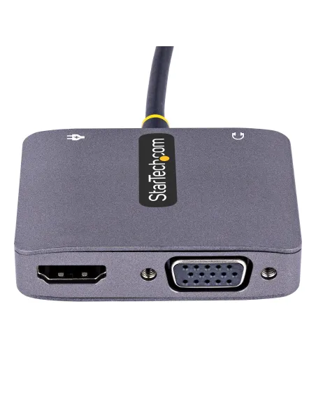StarTech.com Adaptador de Vídeo USB C, Adaptador Multipuertos USB Tipo C a HDMI VGA con Salida de Audio de 3,5mm, HDR 4K a