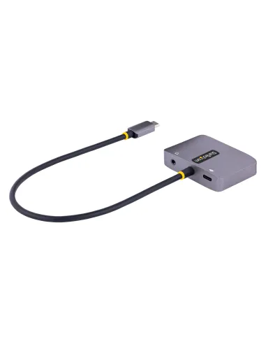 StarTech.com Adaptador de Vídeo USB C, Adaptador Multipuertos USB Tipo C a HDMI VGA con Salida de Audio de 3,5mm, HDR 4K a
