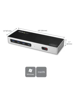 StarTech.com Dock USB-C y USB-A - Docking Station para 2 Monitores DisplayPort y HDMI de 4K 60Hz - Replicador de Puertos USB 2
