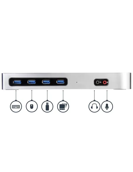 StarTech.com Dock USB-C y USB-A - Docking Station para 2 Monitores DisplayPort y HDMI de 4K 60Hz - Replicador de Puertos USB