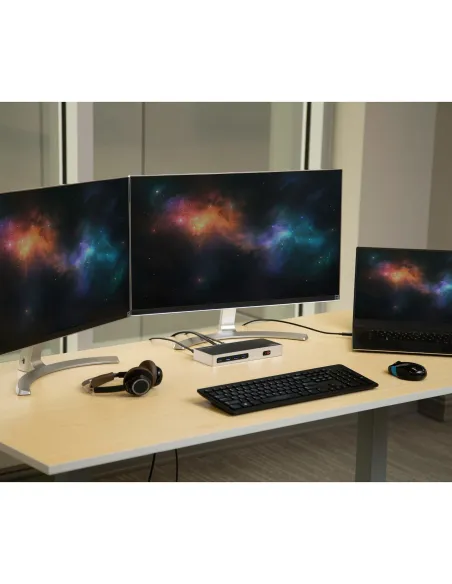 StarTech.com Dock USB-C y USB-A - Docking Station para 2 Monitores DisplayPort y HDMI de 4K 60Hz - Replicador de Puertos USB