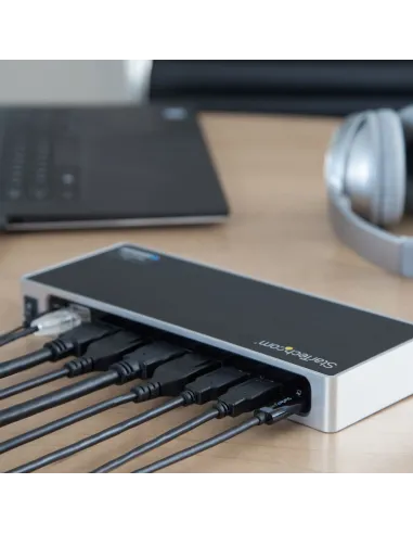 StarTech.com Dock USB-C y USB-A - Docking Station para 2 Monitores DisplayPort y HDMI de 4K 60Hz - Replicador de Puertos USB