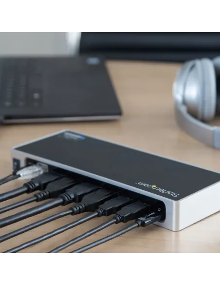 StarTech.com Dock USB-C y USB-A - Docking Station para 2 Monitores DisplayPort y HDMI de 4K 60Hz - Replicador de Puertos USB