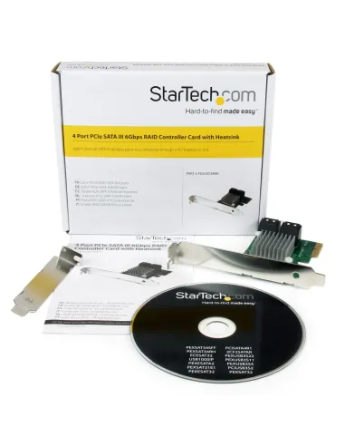 StarTech.com Tarjeta Controladora PCI Express 2.0 de 4 Puertos SATA III de 6Gbps RAID con Enlace HyperDuo para SSD - Adaptador