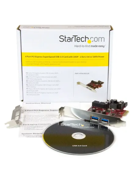 StarTech.com Adaptador tarjeta PCI Express de 2 puertos externos 2 internos USB 3.0 con alimentación SATA