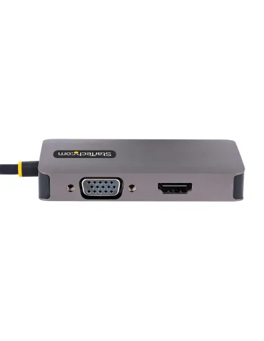 StarTech.com Adaptador de Vídeo USB C, Adaptador USB Tipo C a HDMI VGA DVI hasta 4K 60Hz, Adaptador de Pantalla Multipuertos,