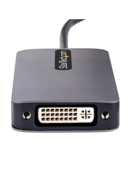 StarTech.com Adaptador de Vídeo USB C, Adaptador USB Tipo C a HDMI VGA DVI hasta 4K 60Hz, Adaptador de Pantalla Multipuertos,