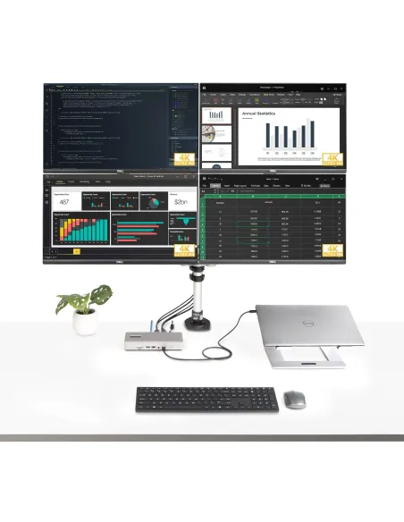 StarTech.com Docking Station Multipantalla Thunderbolt 4 - Dock para Dos, Tres o 4 Monitores - 2x HDMI 2x DP - Hub Ladrón 7x