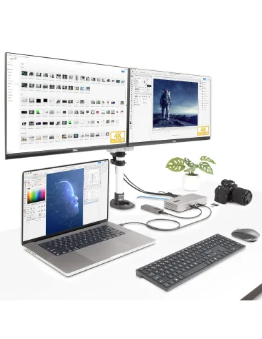StarTech.com Docking Station Multipantalla Thunderbolt 4 - Dock para Dos, Tres o 4 Monitores - 2x HDMI 2x DP - Hub Ladrón 7x
