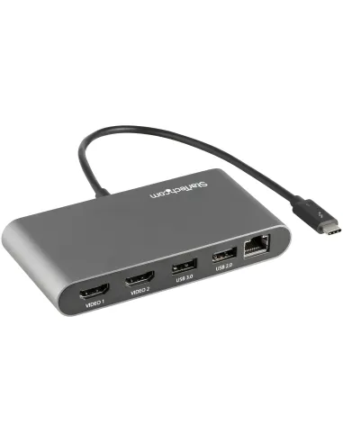 StarTech.com Mini Dock Thunderbolt 3 - Docking Station Portátil para 2 Monitores con HDMI 4K de 60Hz, 2x Hub USB-A (3.0 2.0),