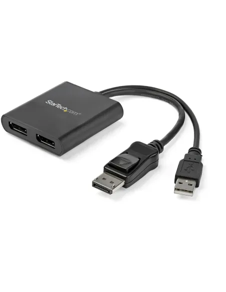 StarTech.com Hub MST de 2 Puertos DisplayPort 1.2 - Divisor Splitter DP de 2 Monitores - Adaptador DP a 2x DisplayPort 4K 30Hz