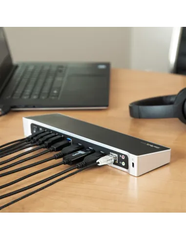 StarTech.com Docking Station USB 3.0 2x DisplayPort y HDMI 4K para 3 Monitores - Hub 5x USB-A (1x Fast Charge) - Audio de 3,5mm