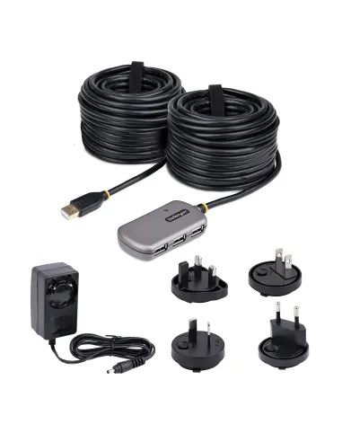 StarTech.com Hub Extensor USB - Concentrador USB con Cable de Extensión de 24m - Cable Alargador USB con Ladrón USB - Repetidor