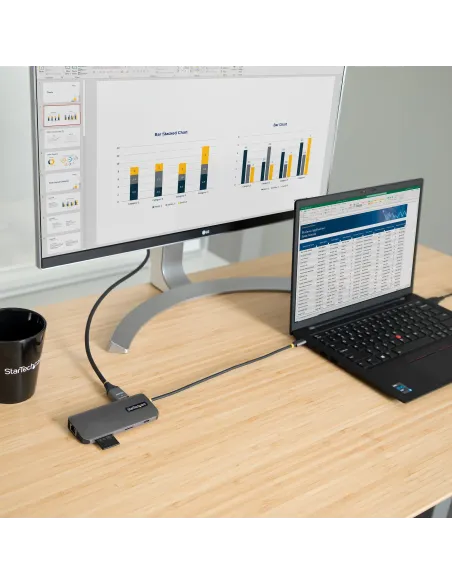 StarTech.com Adaptador Multipuertos USB C de Vídeo 4K a 60Hz, con Hub de 3 Puertos USB-A de 5Gbps, Entrega de Alimentación USB