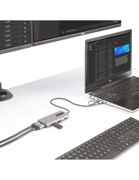StarTech.com Adaptador Multipuertos USB-C - HDMI Doble (4K30Hz 1080p60Hz) - Hub Ladrón 3x USB-A - Mini Docking Station de