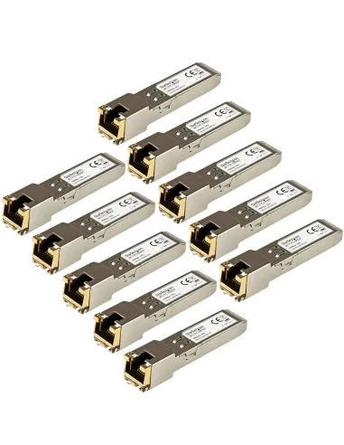 StarTech.com Paquete de 10 Módulos Transceptores SFP Compatibles con HPE J8177C - 1000BASE-T - SFP a RJ45 Cat6   Cat5e - SFP