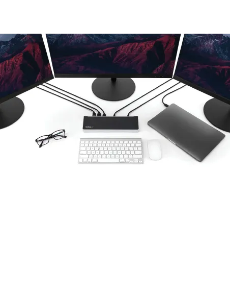 StarTech.com Dock USB-C para 3 Monitores 4K con 5 Puertos USB 3.2 5Gbps - HDMI y DisplayPort - Mac y Windows - Docking Station