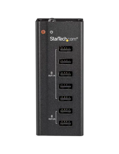 StarTech.com Estación de Carga USB de 7 Puertos Autónoma - 5x Puertos de 1A y 2x Puertos de 2A - Base de Carga USB