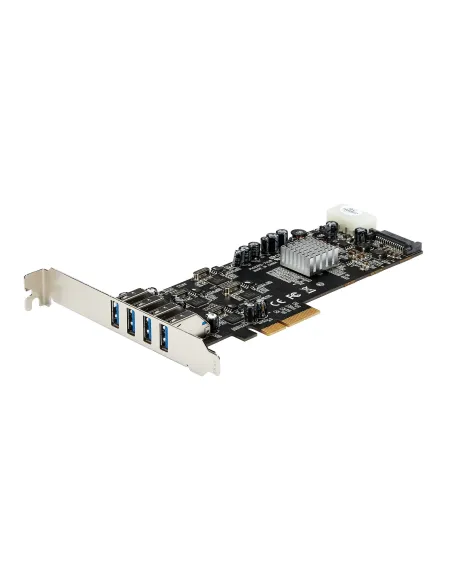 StarTech.com Adaptador Tarjeta PCI Express PCI-E 4 Puertos USB 3.0 UASP 2 Canales de 5Gbps con Alimentación Molex SATA