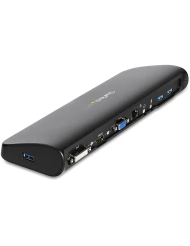 StarTech.com Docking Station USB 3.0 de 2 Monitores para Portátil - HDMI DVI VGA - Hub Ladrón 3x USB-A - GbE - Audio -
