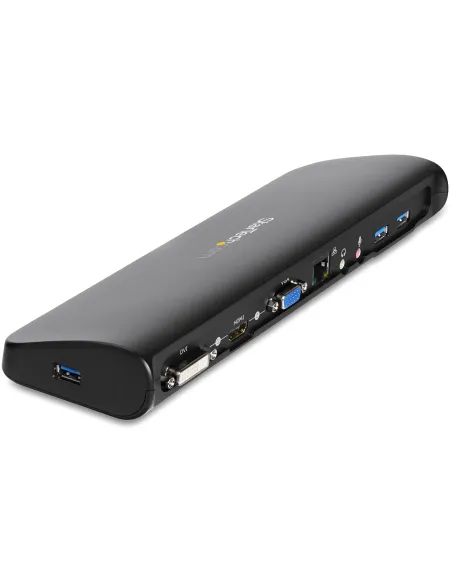 StarTech.com Docking Station USB 3.0 de 2 Monitores para Portátil - HDMI DVI VGA - Hub Ladrón 3x USB-A - GbE - Audio -