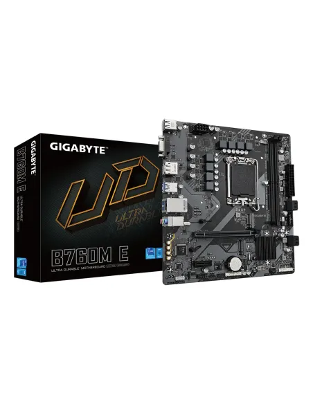 GIGABYTE B760M E Placa base - Compatible con procesadores Intel Core 14ª generación, VRM de 6+1+1 fases, hasta 7200 MHz DDR5