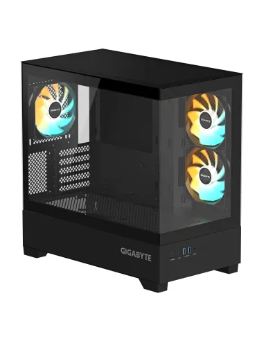 GIGABYTE C201 PANORAMIC Caja de PC – Torre Media, m-ATX, soporte para radiador de 360 mm, 3 ventiladores preinstalados, USB