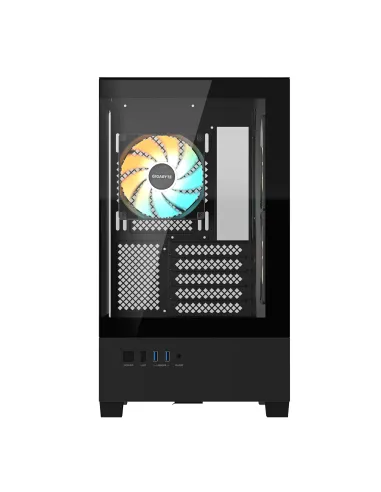 GIGABYTE C201 PANORAMIC Caja de PC – Torre Media, m-ATX, soporte para radiador de 360 mm, 3 ventiladores preinstalados, USB