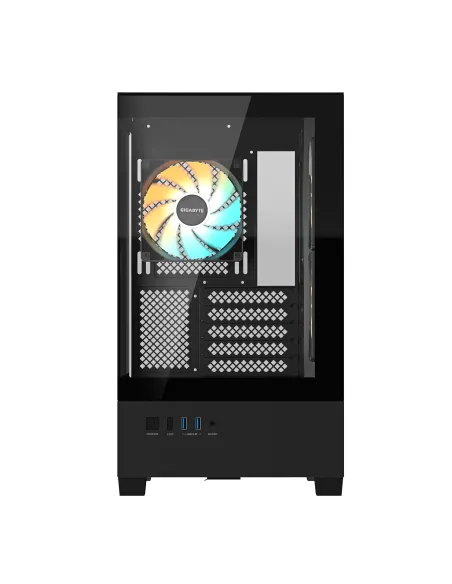 GIGABYTE C201 PANORAMIC Caja de PC – Torre Media, m-ATX, soporte para radiador de 360 mm, 3 ventiladores preinstalados, USB