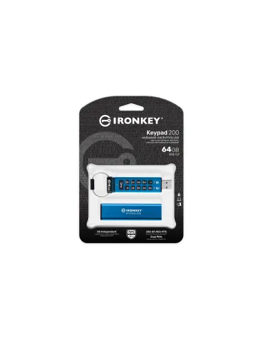 Kingston Technology IronKey Keypad 200 de 64 GB, FIPS 140-3 nivel 3 (pendiente) cifrado AES-256