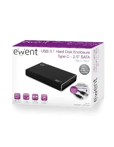 Ewent EW7070 caja para disco duro externo Carcasa de disco duro SSD Negro 2.5"