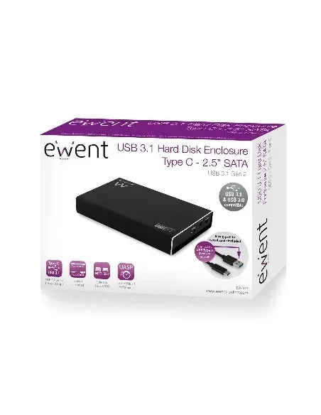Ewent EW7070 caja para disco duro externo Carcasa de disco duro SSD Negro 2.5"