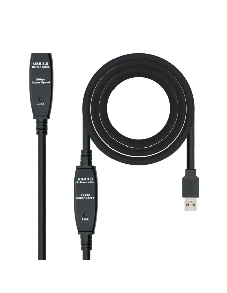Nanocable Cable USB 3.0 prolongador con amplificador, tipo A M-A H, 10m