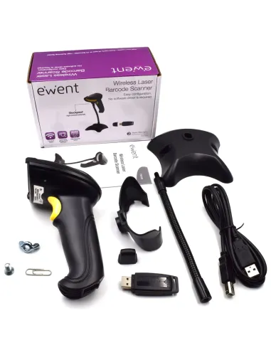 Ewent EW3430 lector de código de barras Lector de códigos de barras portátil 1D LED Negro