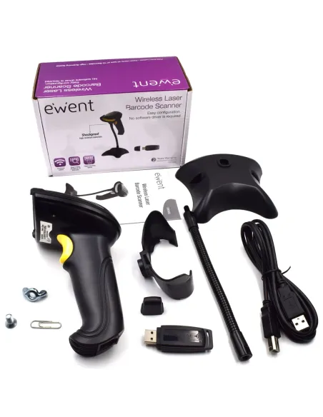 Ewent EW3430 lector de código de barras Lector de códigos de barras portátil 1D LED Negro Ewent EW3430 lector de código de barras Lector de códigos de barras portátil 1D LED Negro