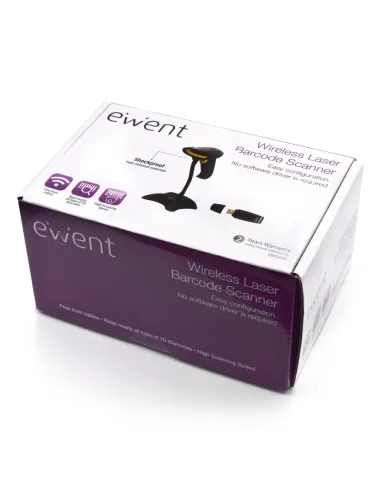 Ewent EW3430 lector de código de barras Lector de códigos de barras portátil 1D LED Negro