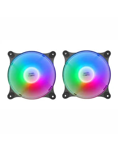 Mars Gaming MF-DUO Kit 2 Ventiladores FRGB Rainbow 360° Ultra-silencioso Doble Conexión 3PIN + 4PIN Negro