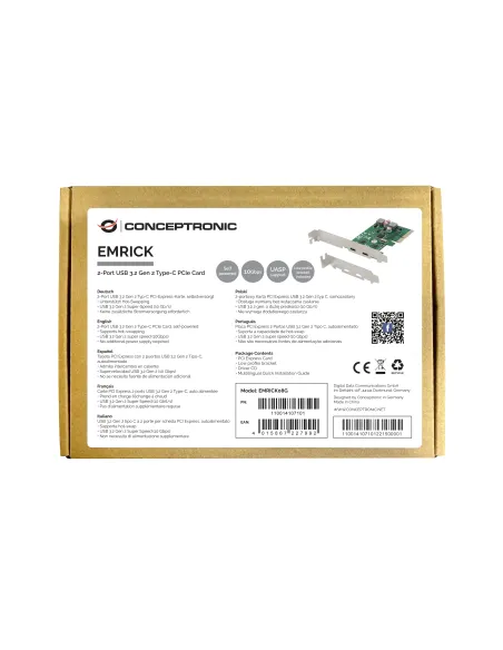Conceptronic EMRICK08G tarjeta y adaptador de interfaz Interno USB 3.2 Gen 2 (3.1 Gen 2)