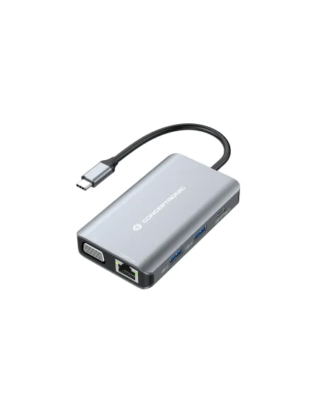 Conceptronic DONN21G base para portátil y replicador de puertos Alámbrico USB 3.2 Gen 1 (3.1 Gen 1) Type-C Gris