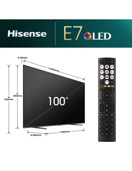 Hisense QLED Smart TV 100E7NQ 2,54 m (100") 4K Ultra HD Wifi Gris 400 cd   m²